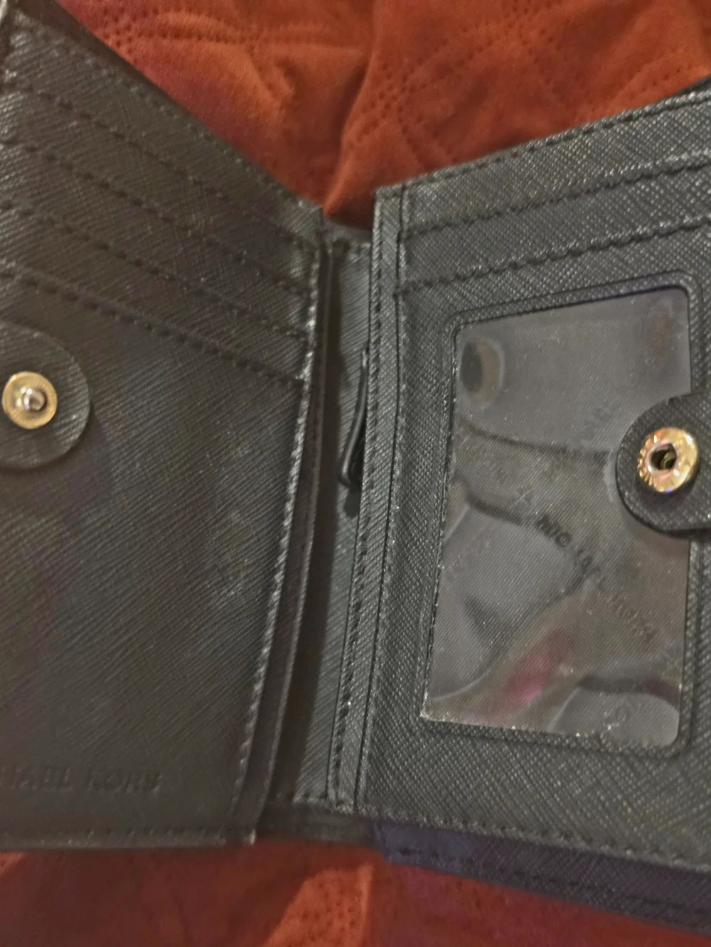 Michael Kors Black Saffiano Wallet with Gold Logo Hardware